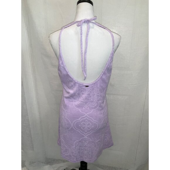 O'Neill Lavender Beach Cover-Up Dress Halter Neck Floral Pattern LARGE - Picture 3 of 5
